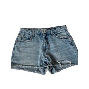 Time & Tru High-Rise Distressed Denim Blue Jean Shorts Women's Size 10